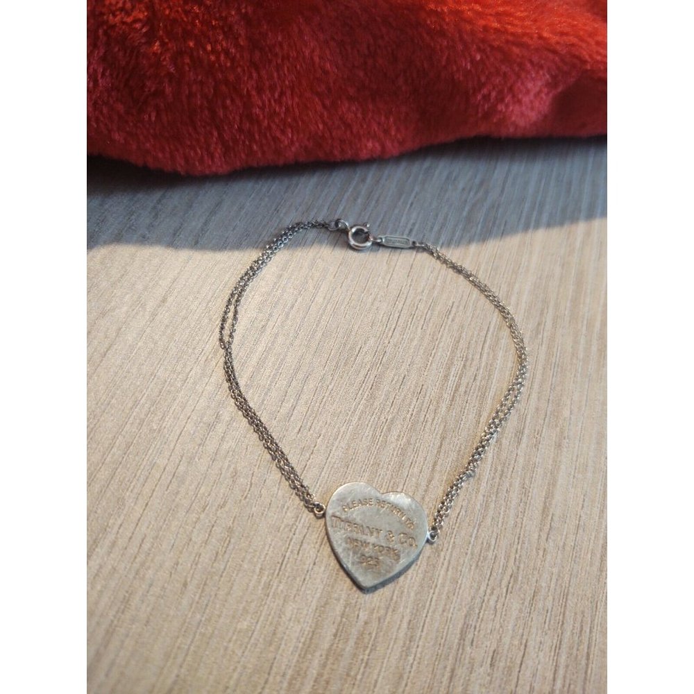 Tiffany & Co 925 sterling silver heart tag bracelet 6.75" vintage handmade 2.7gr